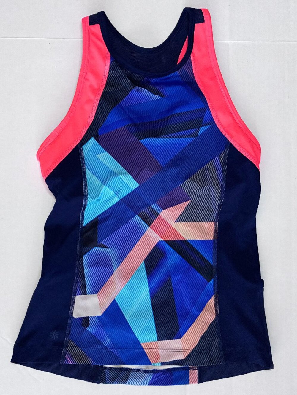 Athleta Bondi Tri Tankini Swim Top - XS - Blue Geometric Print
